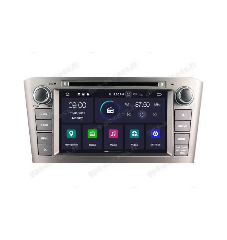 Autoradio GPS Android 10 Bluetooth Multimédia Toyota Avensis de 2003 à 11/2008