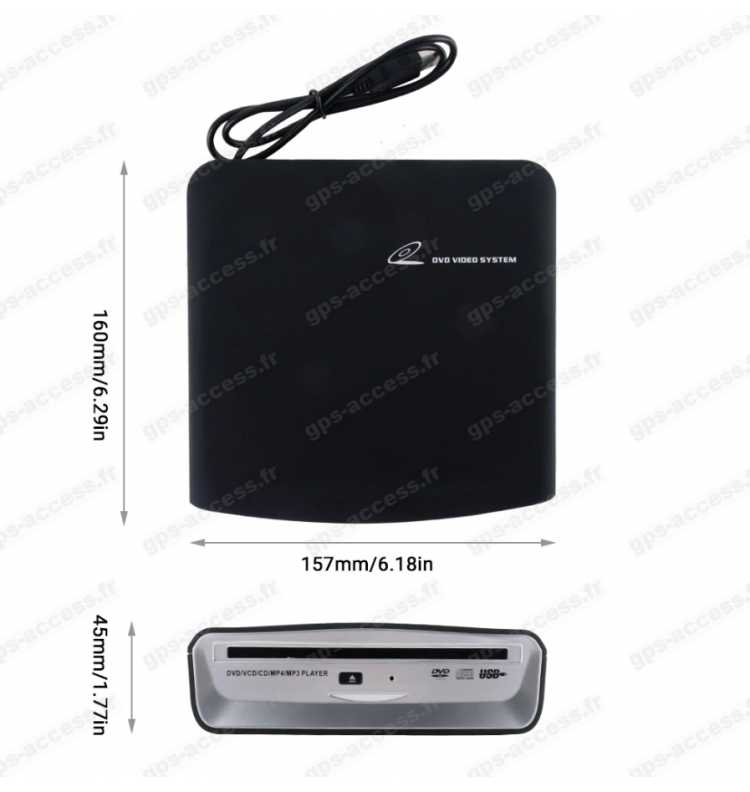 Lecteur CD DVD externe pour autoradio GPS sans lecteur DVD intégré  (connexion USB)