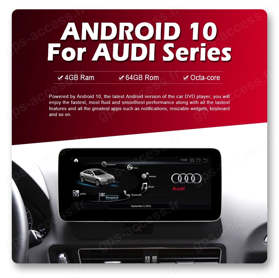 GPS Audi Q5 SQ5 Android 2008-2017 Alkadyn 8.8 pouces